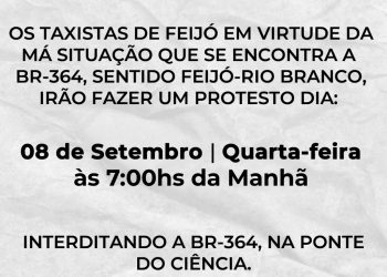 Em protesto às péssimas condições da BR-364, taxistas vão fechar rodovia amanhã