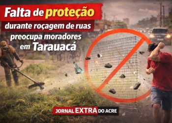 Sem telas de proteção, roçagem de ruas coloca população em risco em Tarauacá