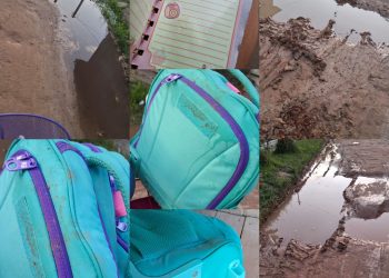 Mãe desabafa após filha cair em buraco com lama em Tarauacá, quase perder material escolar e cobra manutenção de rua