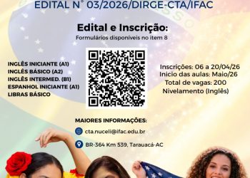 Oportunidade: 200 vagas gratuitas em Inglês, Espanhol e Libras no Ifac Tarauacá