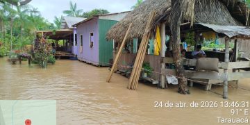 Cheia do Rio Gregório atinge 10 aldeias indígenas e afeta cerca de 140 famílias em Tarauacá