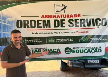 Prefeito Rodrigo Damasceno retoma obras da creche do bairro Corcovado após assinatura de ordem de serviço