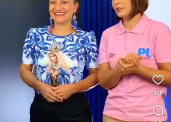 Ex-prefeita Maria Lucinéia grava vídeo com Michelle Bolsonaro durante agenda do PL em Brasília