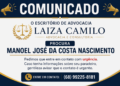 Escritório da advogada Laiza Camilo procura, com urgência, Manoel José da Costa Nascimento