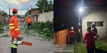 Vendaval destelha três imóveis e derruba árvore em bairro de Rio Branco
