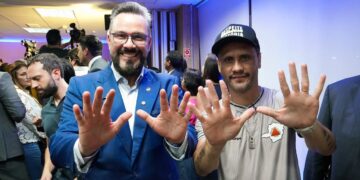 Alan Rick recebe Cleitinho, governador eleito de Minas Gerais, Damares Alves e presidente nacional do Republicanos em Rio Branco