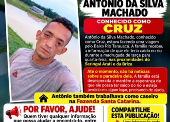 Família procura homem desaparecido durante viagem pelo Rio Tarauacá